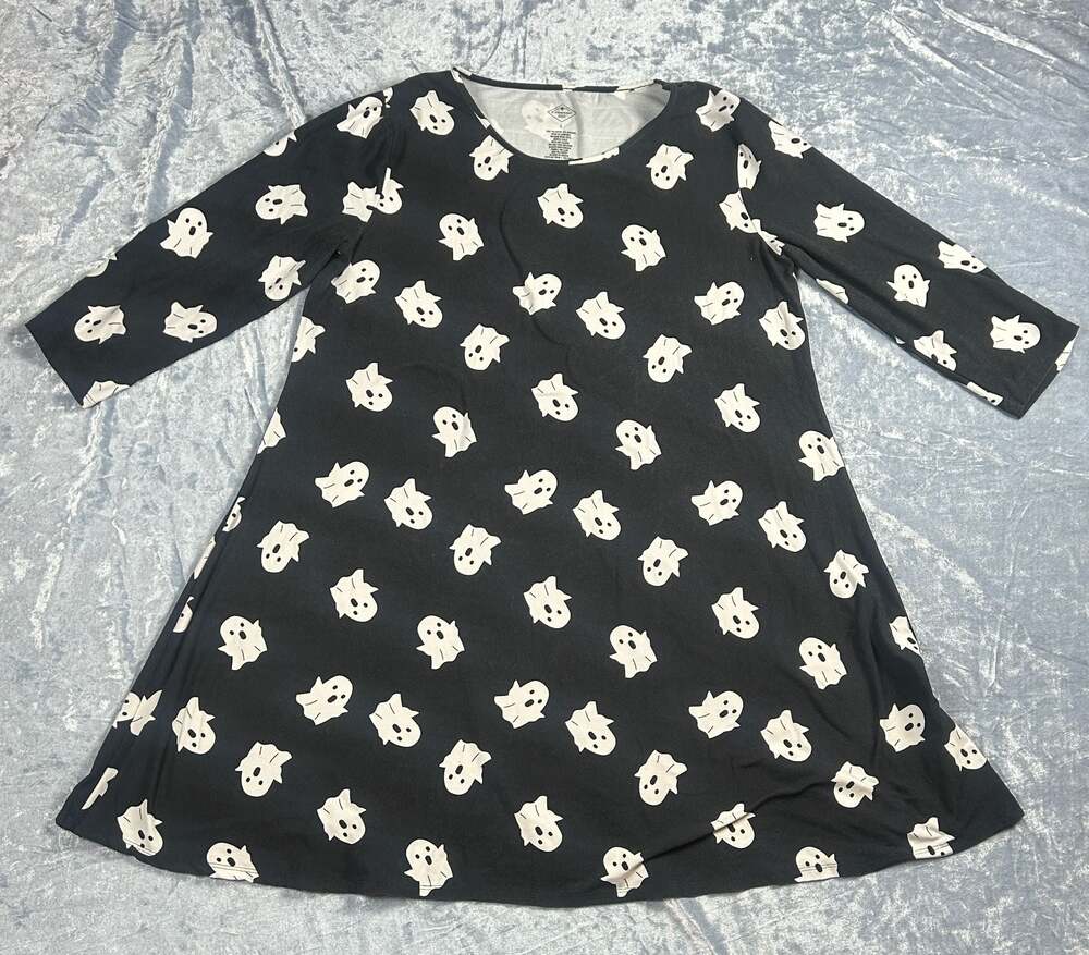 St. John's Bay Ghost Print Mid Sleeve Dress Size L